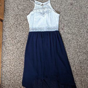 Blue and White High-low Dress